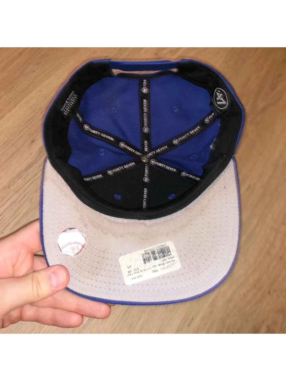 47 BRAND TORONTO BLUE JAYS ADJUSTABLE SNAPBACK HAT BLUE MAPLE LEAF RED CAP
